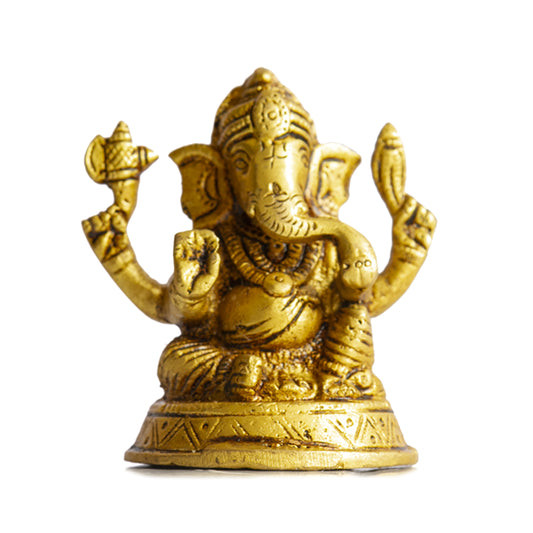 Ganesha Idol With Round Base Matte-Finished