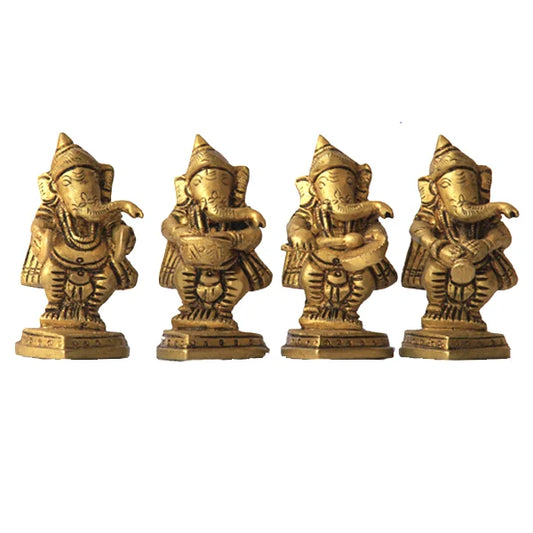 Musical Ganesha idosl 4 pc set | Brass Ganesha | Large Size Ganesha | Vinayaka
