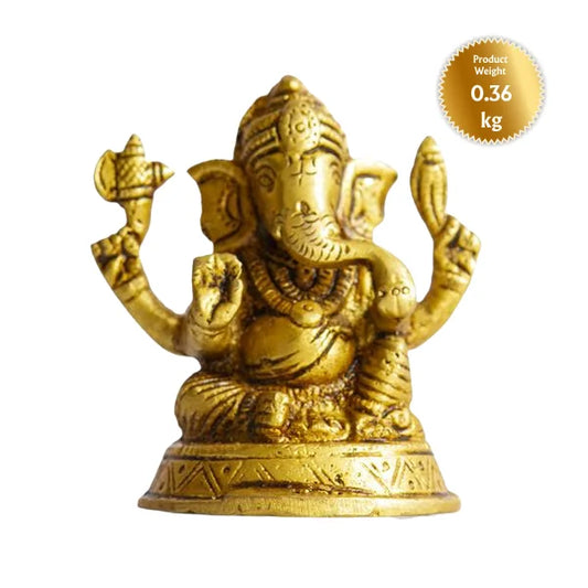 Ganesha Idol With Round Base Matte-Finished