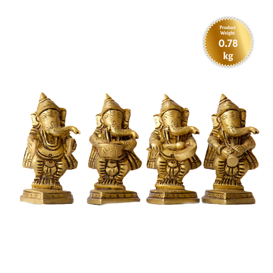 Musical Ganesha idosl 4 pc set | Brass Ganesha | Large Size Ganesha | Vinayaka